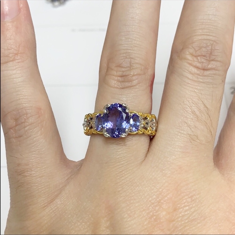 Purple ring with silver/gold band